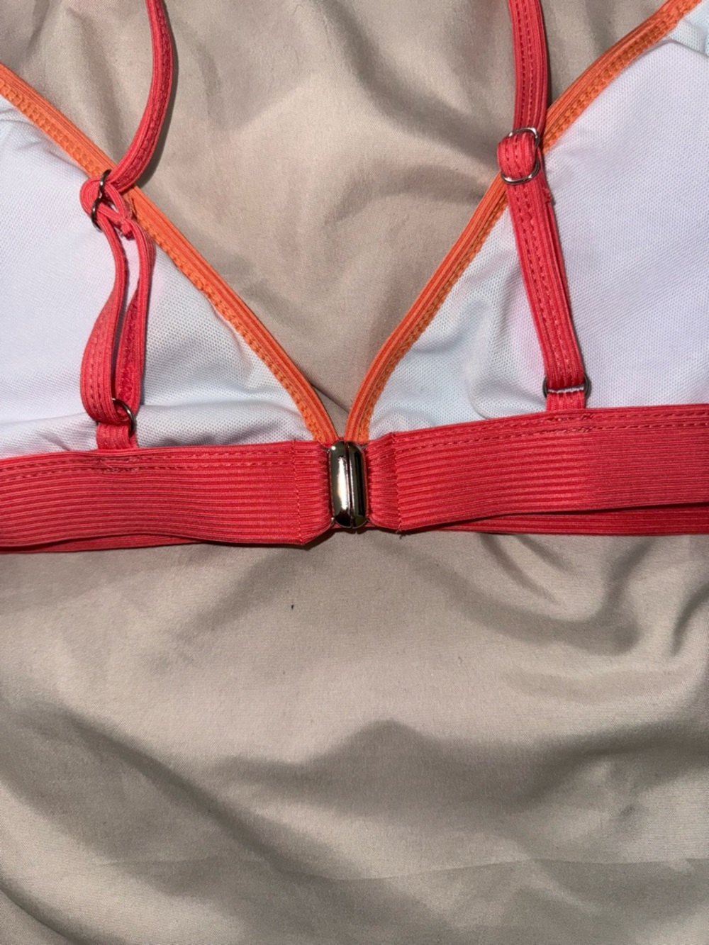 Colorblock High Waist Bikini Set Coral & Turquoise Ribbed Size Small - Picture 5 of 6